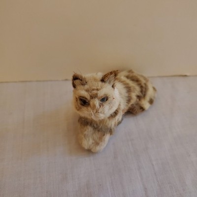 Antique Rabbit Hair Cat Figurine 2 1/2 inches Kitty Kitten