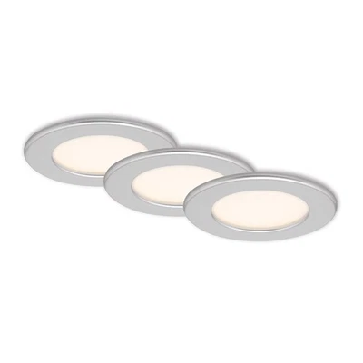 3 x Briloner LED Einbauleuchte Chrom matt rund Ø11,5cm IP44 6W Warmweiß 3000K - Bild 1 von 4