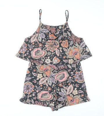 Boohoo Damen Playsuit Mehrfarbig Blumen Größe 14 Sommer Freizeit