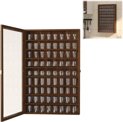 Large 72 Slot Wall Mounted Shot Glass Display Case with Acrylic Door