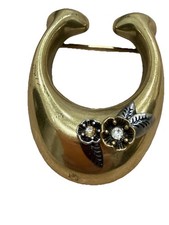 Vintage COACH Belt Buckle Flowers Gold Color