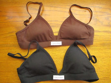 Calvin Klein 2 Cotton Padded Wireless Bra B85 Black Brown Size M Adj Logo