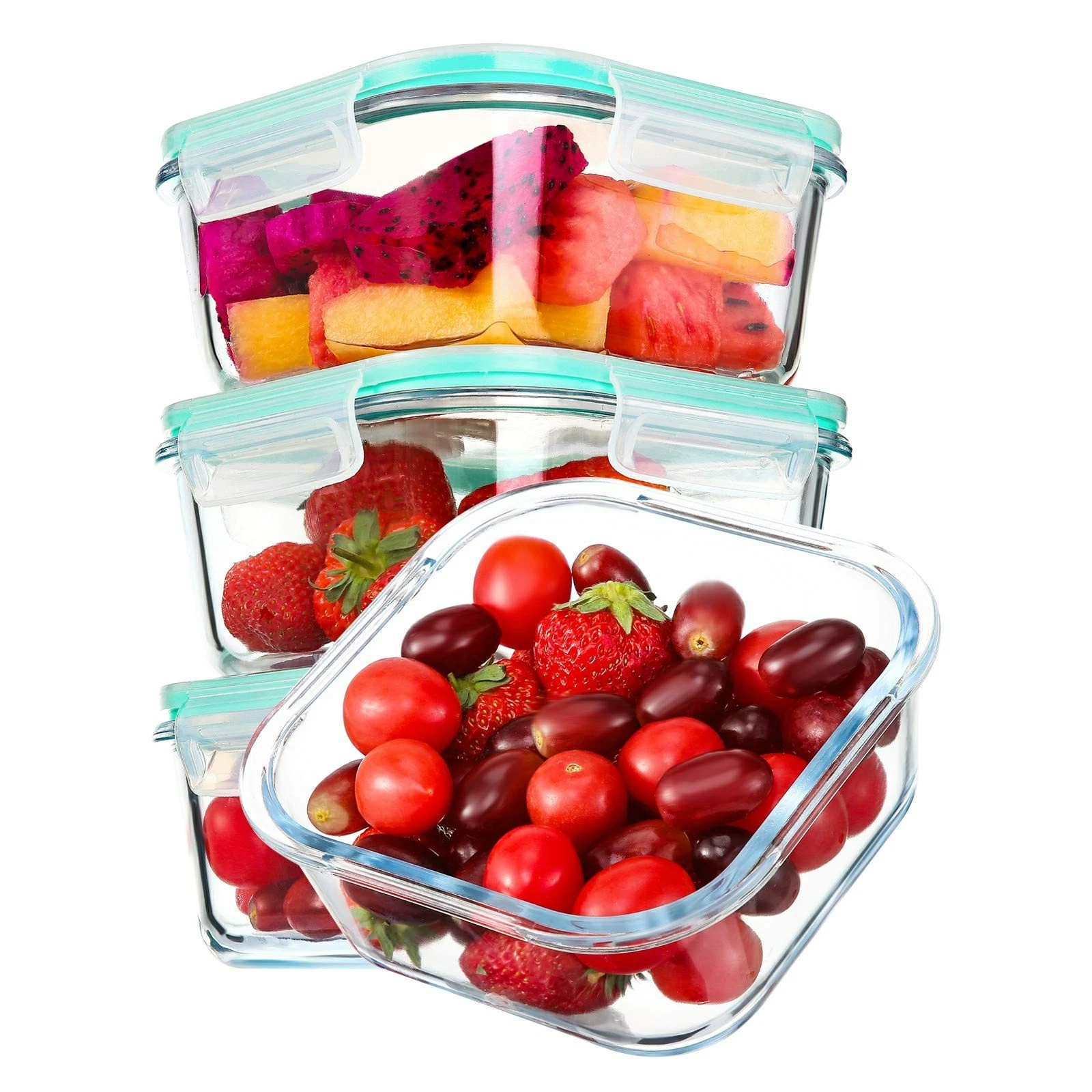 Glass Food Storage Containers with Airtight Snap Locking Lids BPA Free Meal P...