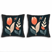 Set of 2 Decorative Throw Pillow Covers 18x18in - Elegant Floral Design
