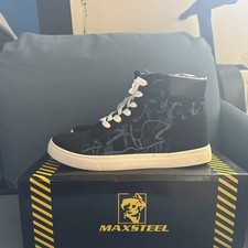 Black High-Top Skate Shoes with Blue Graffiti Design - Size  44 (EUR)