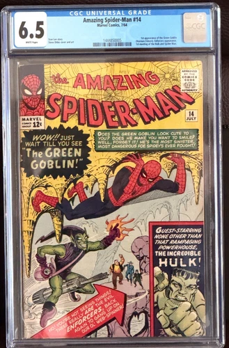Amazing Spider-Man #14 CGC 6.5 WP FN+ 1964 1st App Green Goblin Unpressed! 🕷️💣