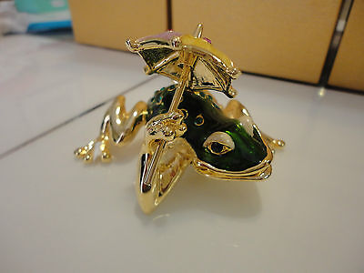 NEW LARGE ART enameled bejeweled rhinestone austrian crystal Frog trinket  box | eBay