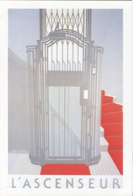 ''L'Ascenseur'' Aufzug Lift Treppe Postkarte von King Posters KPC7 1983 unbespielt