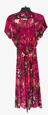 VTG 50's Inspired LILY Dress Midi Empire Waist Stretch Pink Floral SZ Med Cap SL