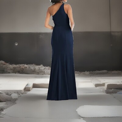 midnight navy bridesmaid dresses Midnight Navy Satin Bejeweled Bodice Prom Dress L