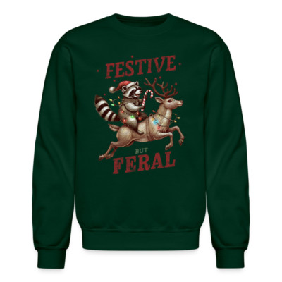 Festive But Feral Raccoon Christmas Sweatshirt