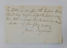 1800s Jean Ingelow Hand Written Poem English Poet Novelist Signature