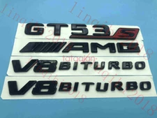 Gloss Black Trunk Fender Badges Emblems for Mercedes Benz GT53 s AMG V8 BITURBO