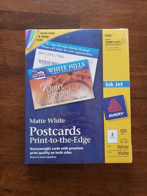 AVERY 8386 Inkjet Matte Two Sided Printing Postcards 4 X 6 100 Cards New Sealed EBay