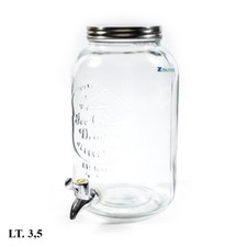 DISPENSER BARATTOLO CONTENITORE IN VETRO 3.5 LT CON RUBINETTO  PER BEVANDE