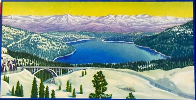 Vintage 1970s Donner Pass Lake Crate Label, Auburn, CA, Beautiful Vintage View!