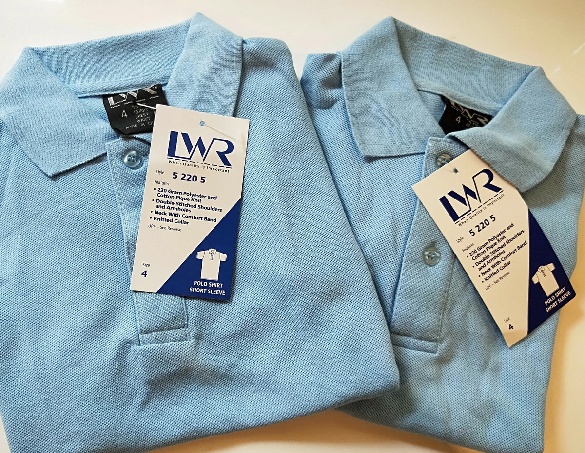 Pale blue polo shirts for school cheap