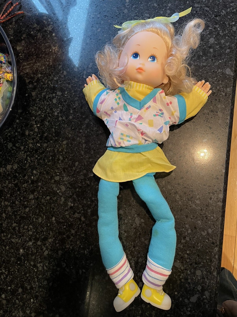 VTG 1980s Eegee Plush Vinyl Long Leg Girl Doll Blonde Hair Blue