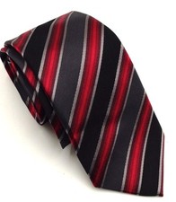  125 Kenneth Cole Men Stripe Red Black Silk Necktie Slim Casual Neck Tie 58x3.25