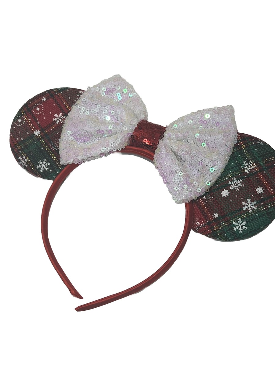 Disney - Red and Black Plaid Minnie Mouse Headband Disney Parks Minnie Mouse Plaid Holiday Ear Headband for  main image 3