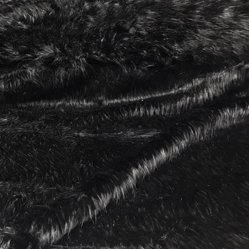 Webpelz Langhaar kuscheliges Kunstfell Stoff Fell Schwarz Grau meliert Deko - Bild 4 von 4
