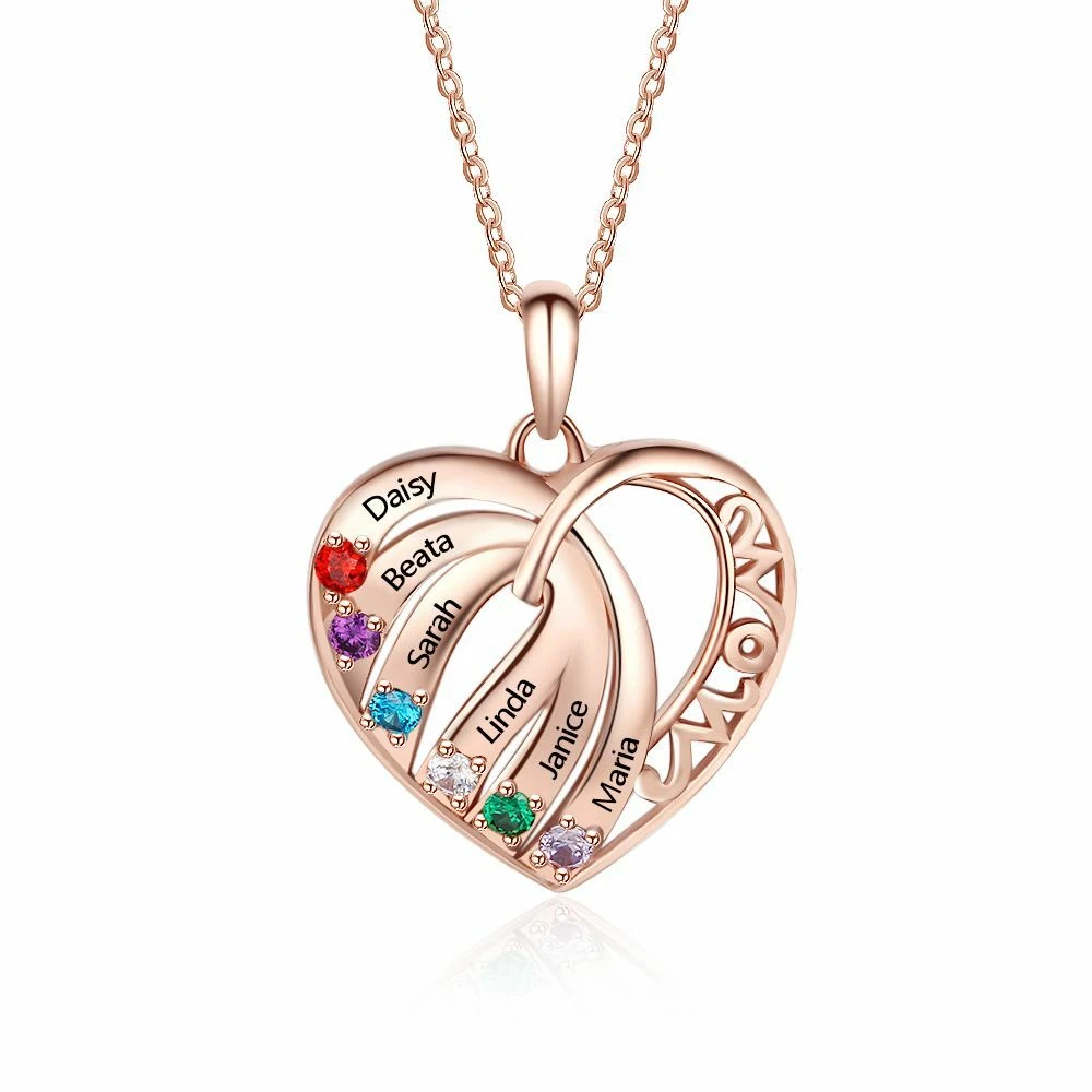 Rose gold birthstone on sale necklace for mom