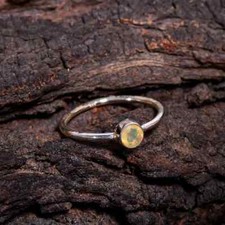 Precious Ethiopian Opal Minimalist Ring,Gemstone Ring,925 Sterling Silver,Gift