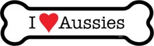 I Heart (Love) Aussies Australian Shepherd Dog Bone Car Magnet 2" x 7" USA Made