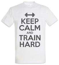 T-shirt dura Keep Calm And Train divertente palestra allenamento palestra palestra dolore nessun guadagno