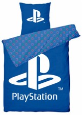 Image of Playstation Logo Bedding Duvet Set Reversible Single bed cover Blue & White