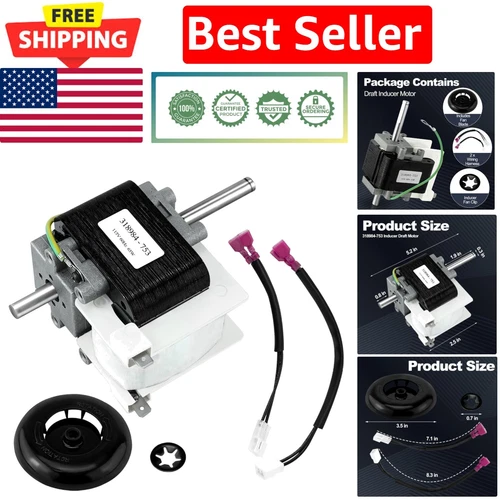 Lightweight Inducer Draft Motor Assembly with Fan Blade - 2 lb Replacement Part