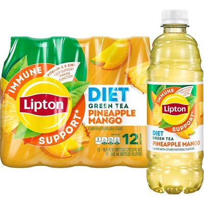 Lipton Immune Support Diet Pineapple Mango, 16.9 Fl Oz Bottles (Pack of 12)