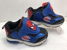 Marvel Ultimate Spiderman Toddler Sneakers Size 7 Blue Black Red Light up 34 N