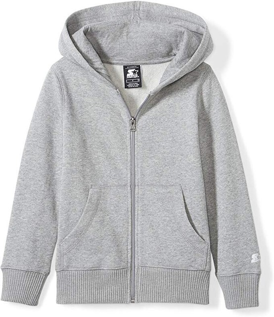 Starter Girlâs Zip-Up Hoodie Hooded Sweatshirt Fleece Lined, Grey Heather | eBay