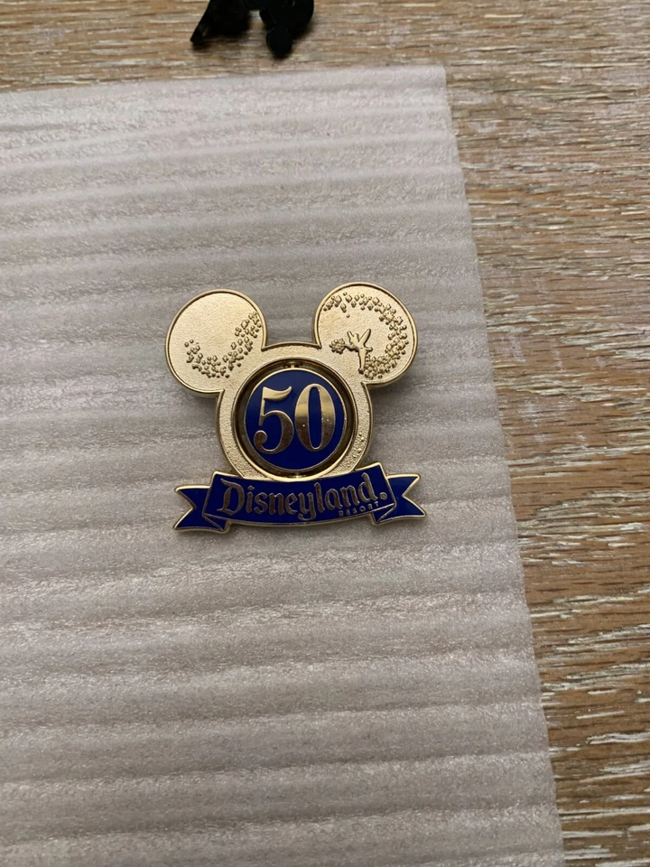 DISNEYLAND  50th Anniversary Cast Member Design Tinkerbell Spinner LE pin - Image 2 of 2