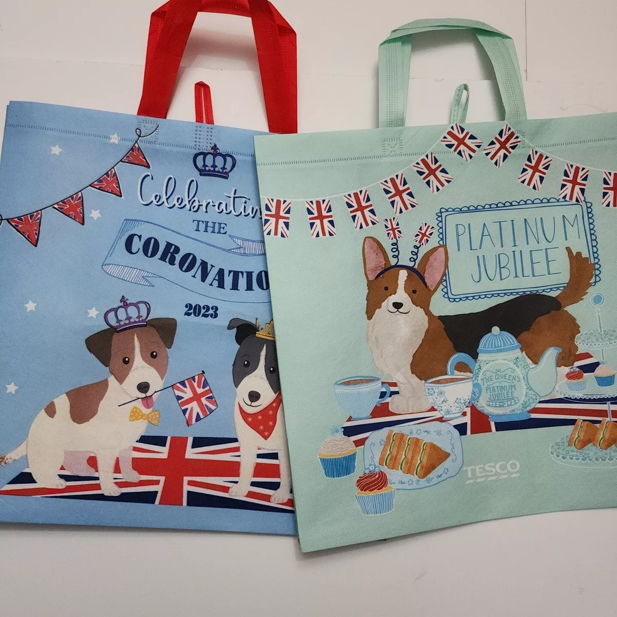 Tesco Queen Elizabeth Jubilee King Charles Coronation Bag Set Terrier Corgi  New | eBay