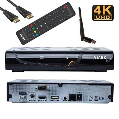 VIARK Sat 4K UHD 2160p H.265 Receiver LAN WLan Multistream DVB-S2X USB schwarz - Bild 1 von 4