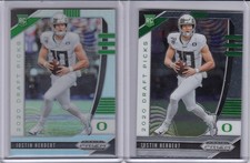2 * JUSTIN HERBERT * 2020 NFL DRAFT PRIZM SILVER HOLO BASE RC LOT # 102