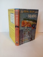 The Real Book about Trains Davis Cole 1951 Garden City Publishing HCDJ Book Club