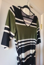 KARIN STEVENS Striped V-neck Long Maxi Dress Sz L