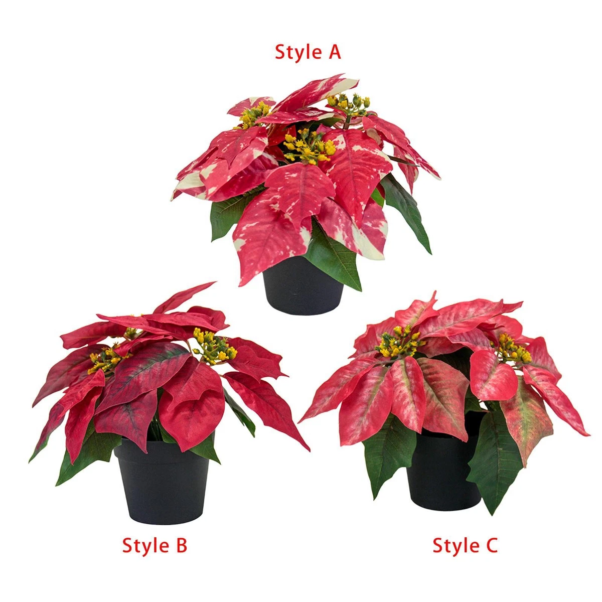 12 pezzi di fiori natalizi artificiali, stella di Natale, ornamenti
