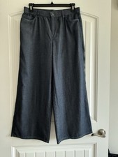 EILEEN FISHER PETITE 100 ORGANIC COTTON ZIP FRONT WIDE LEG POCKETS PANTS SZ PL