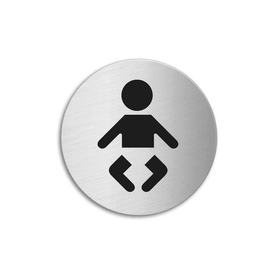 Schild Babyraum Ø 60 mm Türschild aus Edelstahl matt gebürstet selbstklebend - Bild 1 von 1