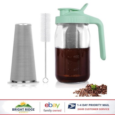 Cold Brew Coffee Pitcher with Sturdy Handle and Airtight Seal for Spills