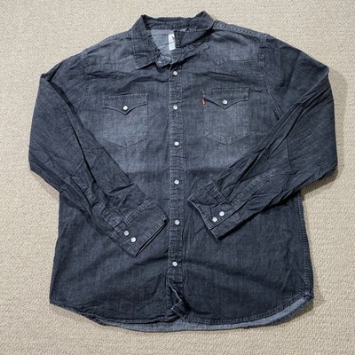 Levis Jeanshemd Herren XL* Slim Fit Dunkelgrau Pearl Snap Western