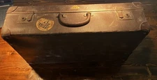 Antique Suitcase Luggage Leather Corners Wetterfest 25.5 x 15.5 x 6.5