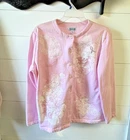 Pink Bradford Exchange button front sweatshirt cardigan pink breast cancer Sz L