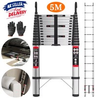 5M Heavy Duty Multi-Purpose Stainless Steel Telescopic Ladder No-slip W / Hook