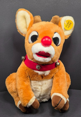 Vintage 1998 Gemmy Rudolph the Red Nosed Reindeer Singing Light Up Nose Plush