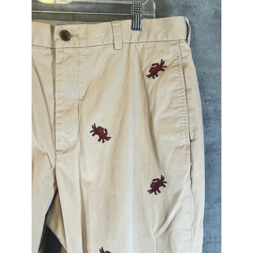 Pantalones chinos Brooks Brothers 346 para hombre bordados cangrejo beige W36 L30 Foto 2 de 4